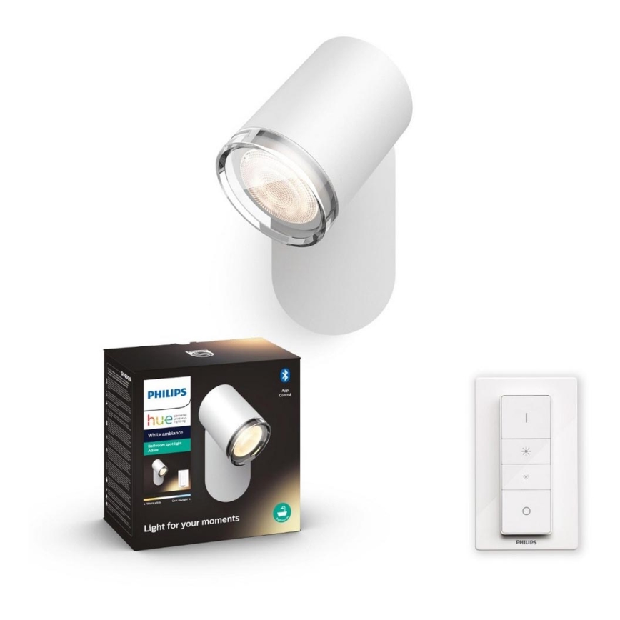 Philips - LED Світильник для ванної кімнати з регулюванням яскравості Hue ADORE 1xGU10/5W/230V IP44 + пульт дистанційного керування