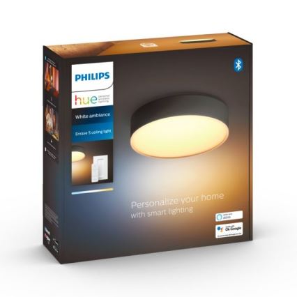 Philips - затемнюваний стельовий світильник Hue LED/9,6W/230V 2200-6500K діам. 261 mm чорний + пульт дистанційного керування