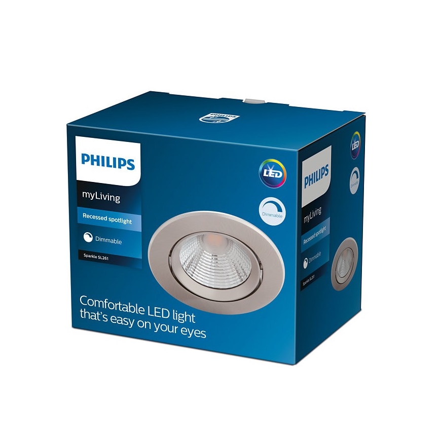 Philips - LED Вбудований стельовий світильник з регулюванням яскравості LED/5,5W/230V