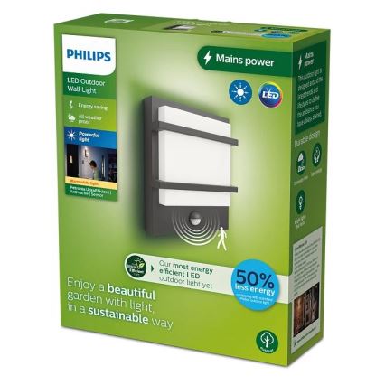 Philips - LED Вуличний настінний світильник з датчиком PETRONIA LED/3,8W/230V IP44