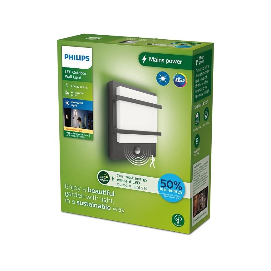 Philips - LED Вуличний настінний світильник з датчиком PETRONIA LED/3,8W/230V IP44