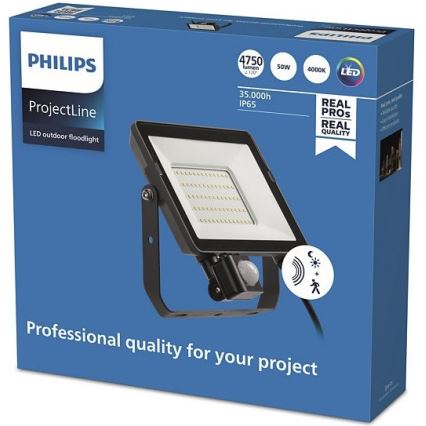 Philips - LED вуличний прожектор із сенсором PROJECTLINE LED/50W/230V IP65 4000K