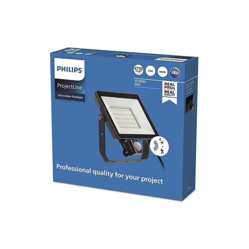 Philips - LED вуличний прожектор із сенсором PROJECTLINE LED/50W/230V IP65 4000K