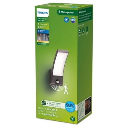 Philips - LED Вуличний настінний світильник з датчиком SPLAY LED/3,8W/230V IP44