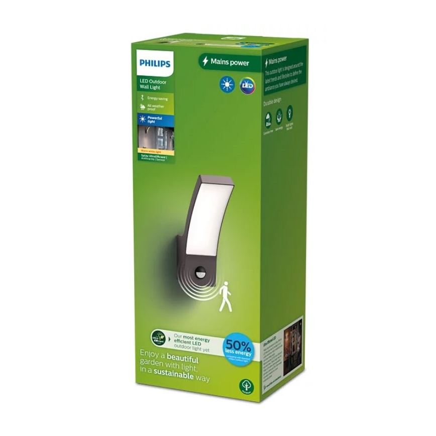 Philips - LED Вуличний настінний світильник з датчиком SPLAY LED/3,8W/230V IP44