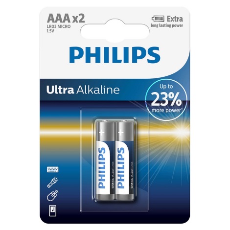 Philips LR03E2B/10 - Щелочная батарейка AAA ULTRA ALKALINE 1,5V 2 шт.