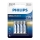 Philips LR03E4B/10 - Щелочная батарейка AAA ULTRA ALKALINE 1,5V 1250mAh 4 шт.