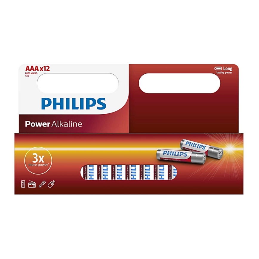Philips LR03P12W/10 - Щелочная батарейка AAA POWER ALKALINE 1,5V 1150mAh 12 шт.