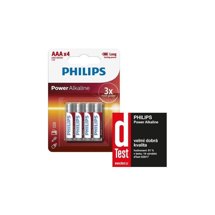 Philips LR03P4B/10 - 4 шт. Лужна батарея AAA POWER ALKALINE 1,5V 1150mAh