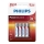 Philips LR03P4B/10 - Щелочная батарейка AAA POWER ALKALINE 1,5V 1150mAh 4 шт.