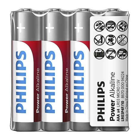 Philips LR03P4F/10 - Щелочная батарейка AAA POWER ALKALINE 1,5V 4 шт.