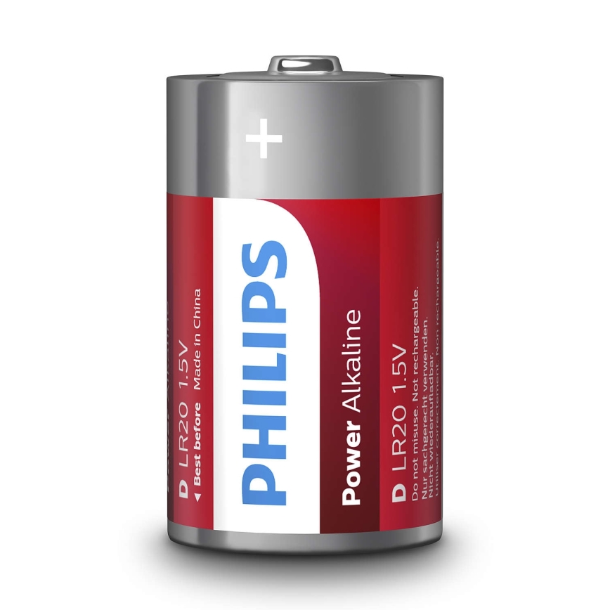 Philips LR20P2B/10 - Щелочная батарейка D POWER ALKALINE 1,5V 14500mAh 2 шт.