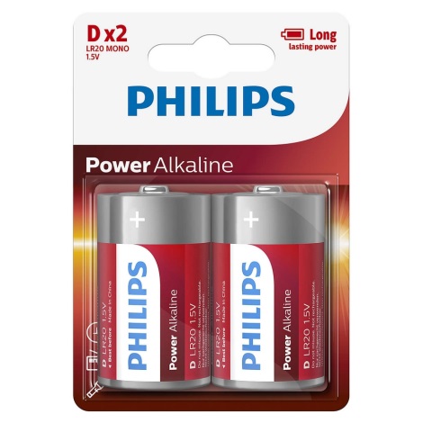 Philips LR20P2B/10 - Щелочная батарейка D POWER ALKALINE 1,5V 2 шт.