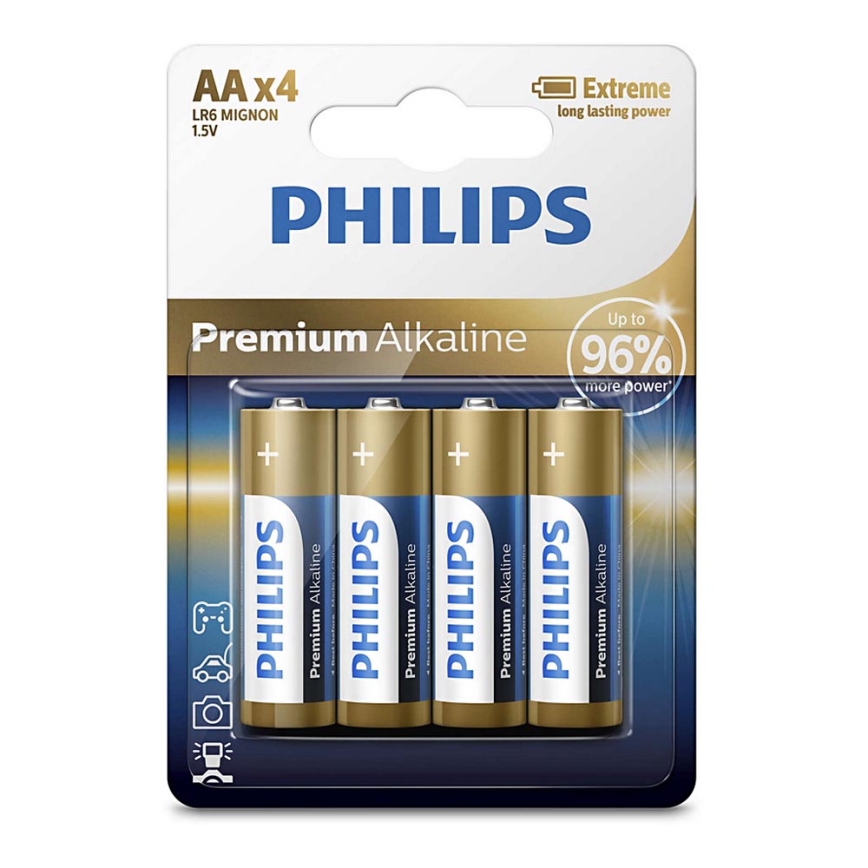 Philips LR6M4B/10 - 4 шт. Лужна батарея AA PREMIUM ALKALINE 1,5V 3200mAh