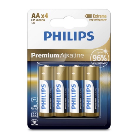 Philips LR6M4B/10 - Щелочная батарейка AA PREMIUM ALKALINE 1,5V 3200mAh 4 шт.