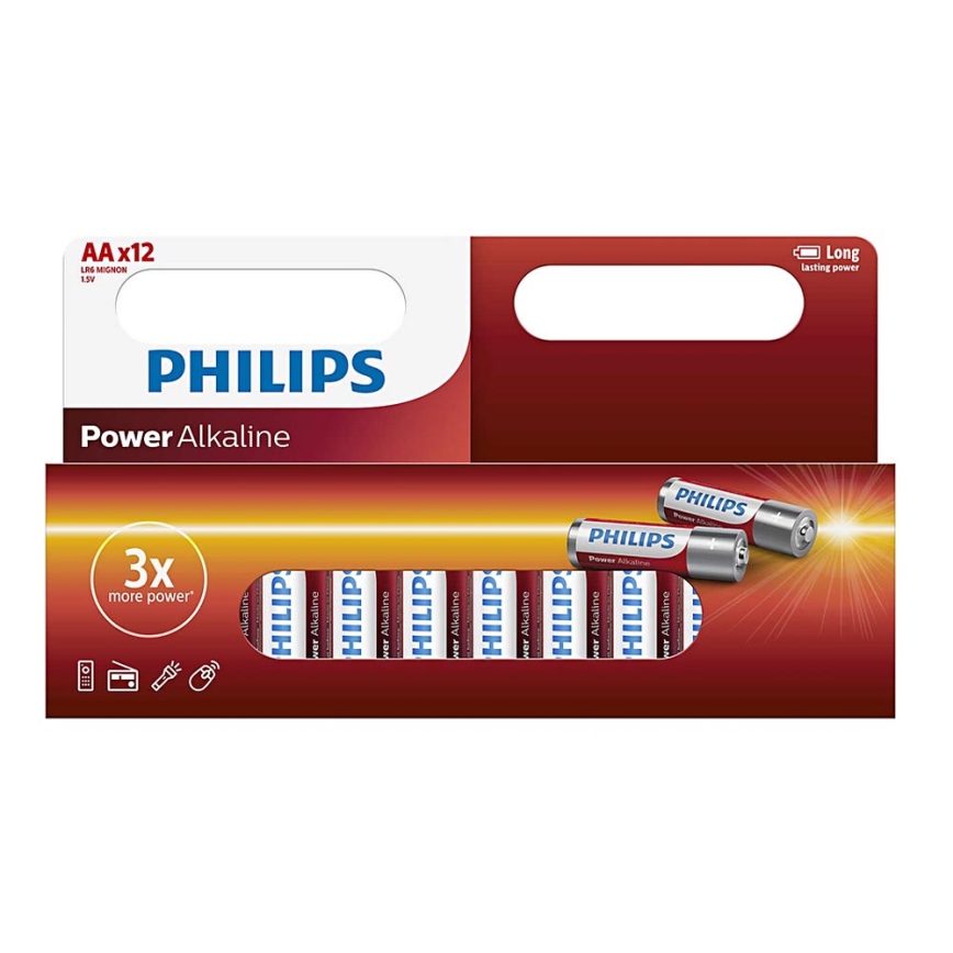 Philips LR6P12W/10 - Щелочная батарейка AA POWER ALKALINE 1,5V 12 шт.
