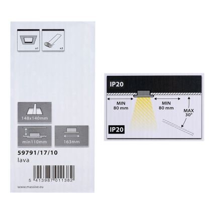 Philips Massive 59791/17/10 - Вбудований світильник LAVA 2xE27/28W/230V