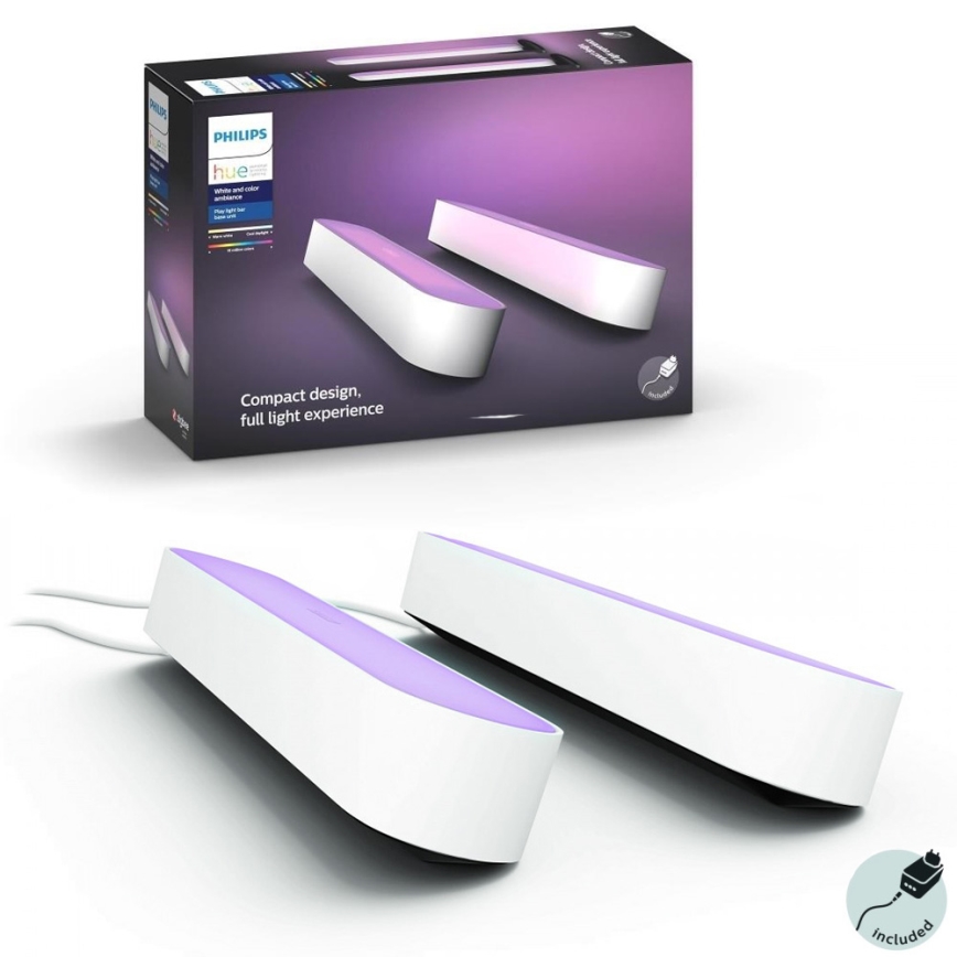 Philips - НАБІР 2x LED Настільна лампа з регульованою яскравістю Hue PLAY LED/6W/230V білий