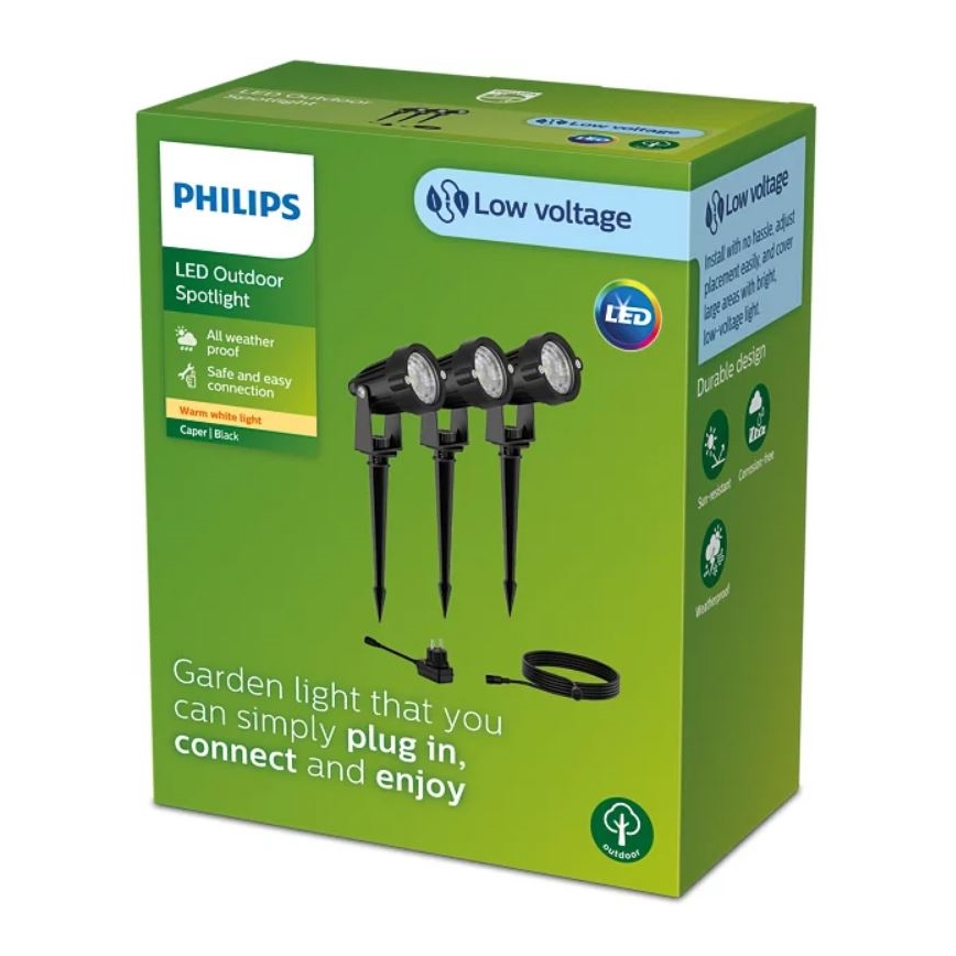 Philips - НАБІР 3x LED Зовнішній точковий світильник CAPER LED/1,5W/24/230V IP44