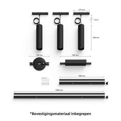 Philips - НАБІР 3x Підвісна LED RGBW люстра з регулюванням яскравості для трекової системи Hue PERIFO LED/15,6W/230V 2000-6500K