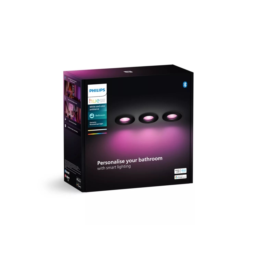 Philips - НАБІР 3x LED RGBW Вбудований стельовий світильник для ванної з регулюванням яскравості Hue XAMENTO 1xGU10/4,2W/230V 2000-6500K IP44