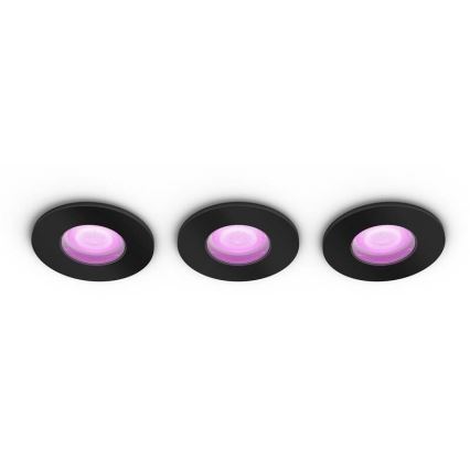 Philips-НАБІР 3x Вбудований стельовий LED RGBW світильник для ванної з регулюванням яскравості Hue XAMENTO 1xGU10/5,7W/230V 2200-6500K IP44