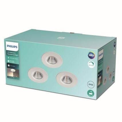 Philips - НАБІР 3x LED Світильник для ванної кімнати з регулюванням яскравості LED/5,5W/230V 2700K IP65