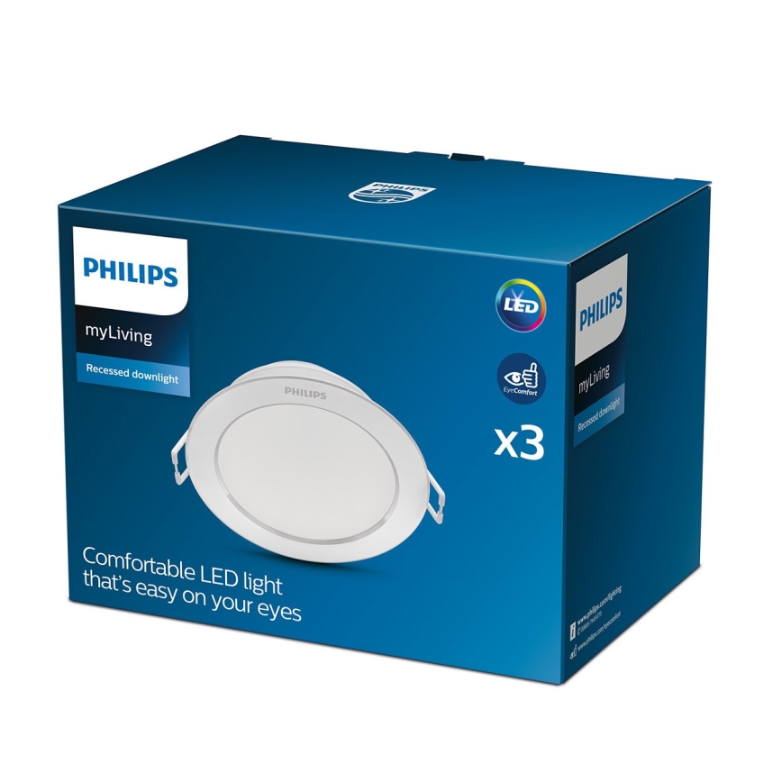 Philips - НАБІР 3x Світлодіодний вбудований світильник 1xLED/3,5W/230V 2700K