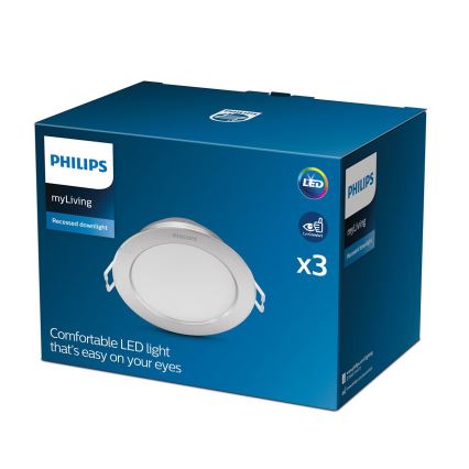 Philips - НАБІР 3x Світлодіодний вбудований світильник LED/3,5W/230V 2700K