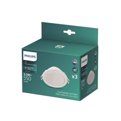 Philips - НАБІР 3x Світлодіодний вбудований світильник MESON LED/5,5W/230V 4000K