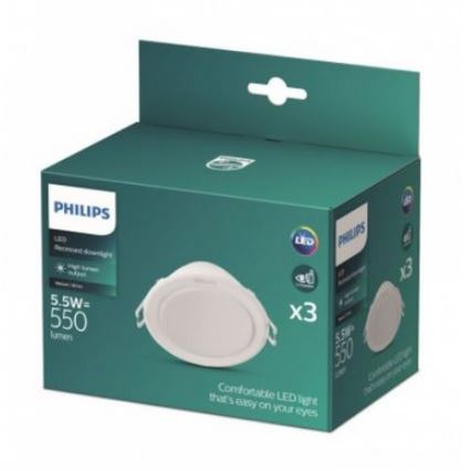 Philips - НАБІР 3x Світлодіодний вбудований світильник LED/5,5W/230V
