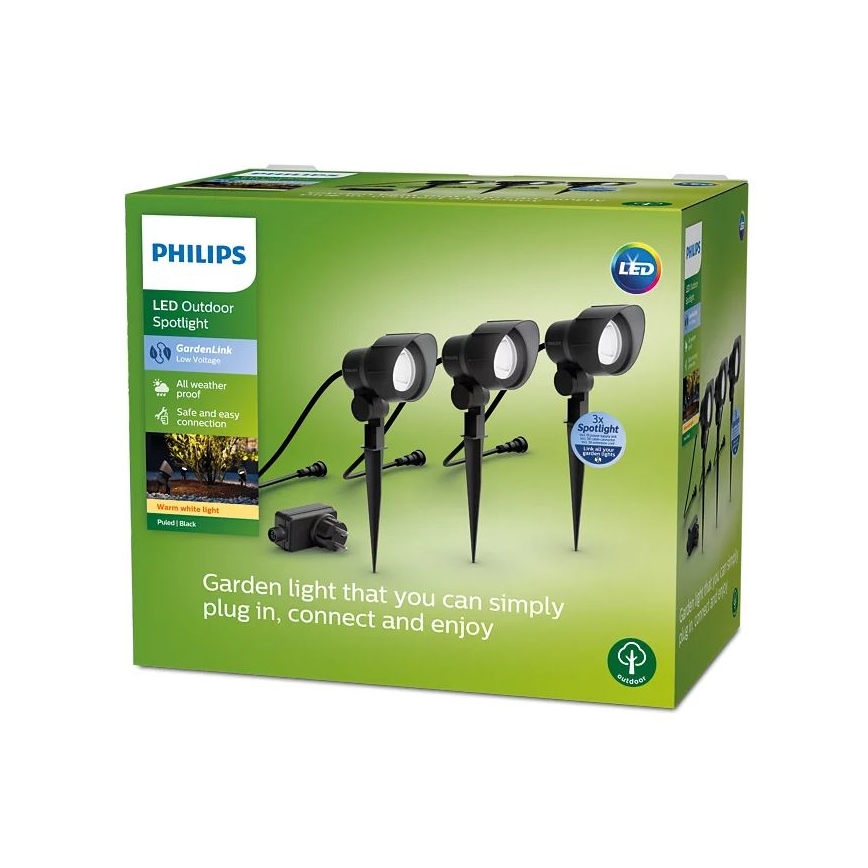 Philips -НАБІР 3x Світлодіодний вуличний точковий світильник LED/6W/230V 2700K IP44