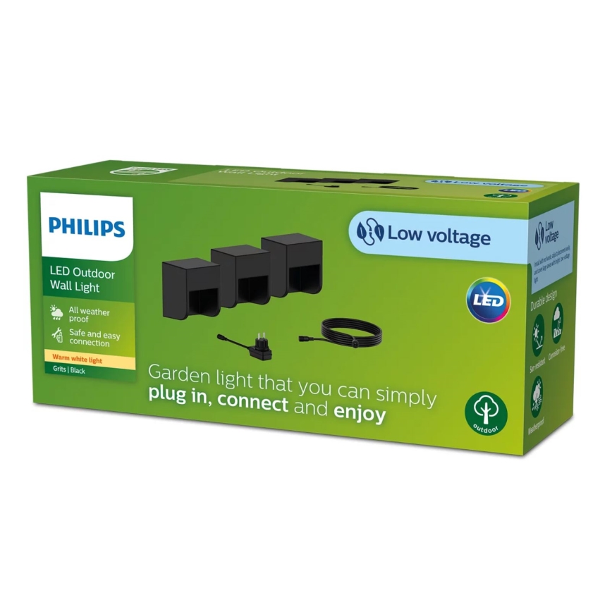 Philips - НАБІР 3x Вуличний світлодіодний настінний світильник GRITS LED/1,5W/24/230V IP44