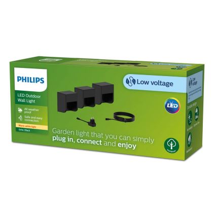 Philips - НАБІР 3x Вуличний світлодіодний настінний світильник GRITS LED/1,5W/24/230V IP44