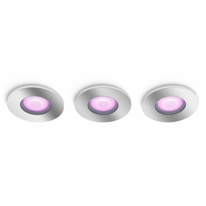 Philips - НАБІР 3xLED RGB Світильник з регулюванням яскравості для ванної Hue XAMENTO 1xGU10/5,7W/230V IP44 2000-6500K