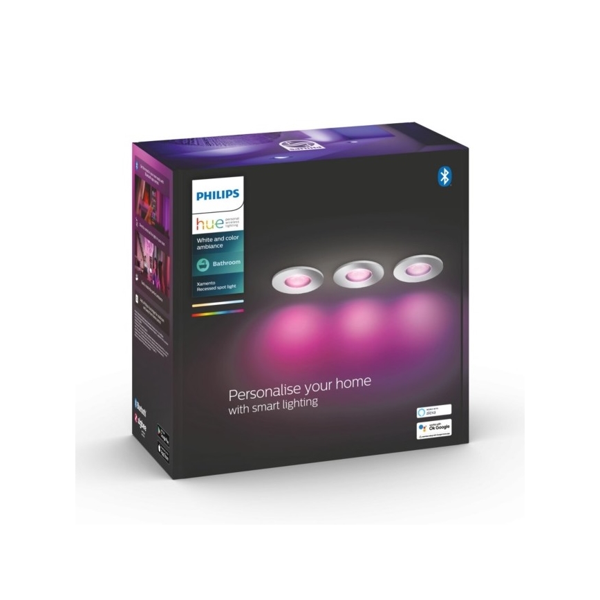 Philips - НАБІР 3xLED RGB Світильник з регулюванням яскравості для ванної Hue XAMENTO 1xGU10/5,7W/230V IP44 2000-6500K