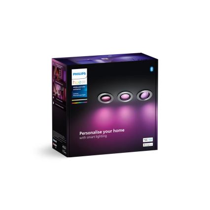 Philips - НАБІР 3xLED RGBW Вбудований світильник з регулюванням яскравості Hue CENTURA 1xGU10/4,2W/230V 2000-6500K