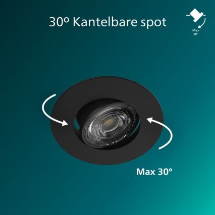 Philips - набір з 3 вбудованих точкових світильників CILANTRO LED/5W/230V 4000K з можливістю регулювання яскравості, чорний