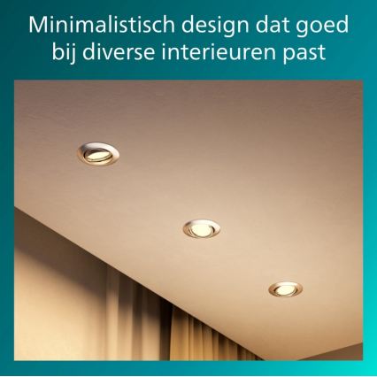 Philips - Набір із 3 вбудованих світильників PERIDOT, 1xGU10/7W/230V, сріблястий