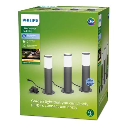 Philips - НАБОР из 3-х светодиодных уличных светильников GARDENLINK LED/24W/230V 2700K IP44