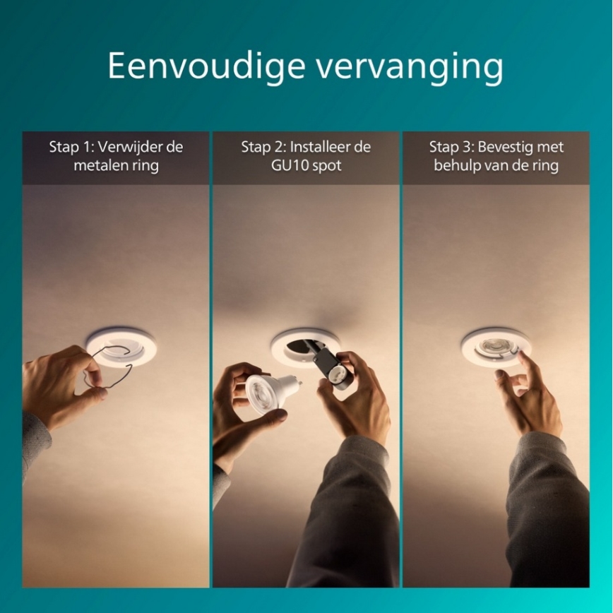 Philips - НАБОР 3 шт. Встраиваемый потолочный светильник PERIDOT 1xGU10/7W/230V белый