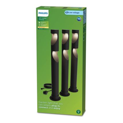 Philips - НАБОР 3x Светодиодная уличная лампа GARDENLINK DESI LED/1,5W/230V 2700K IP44