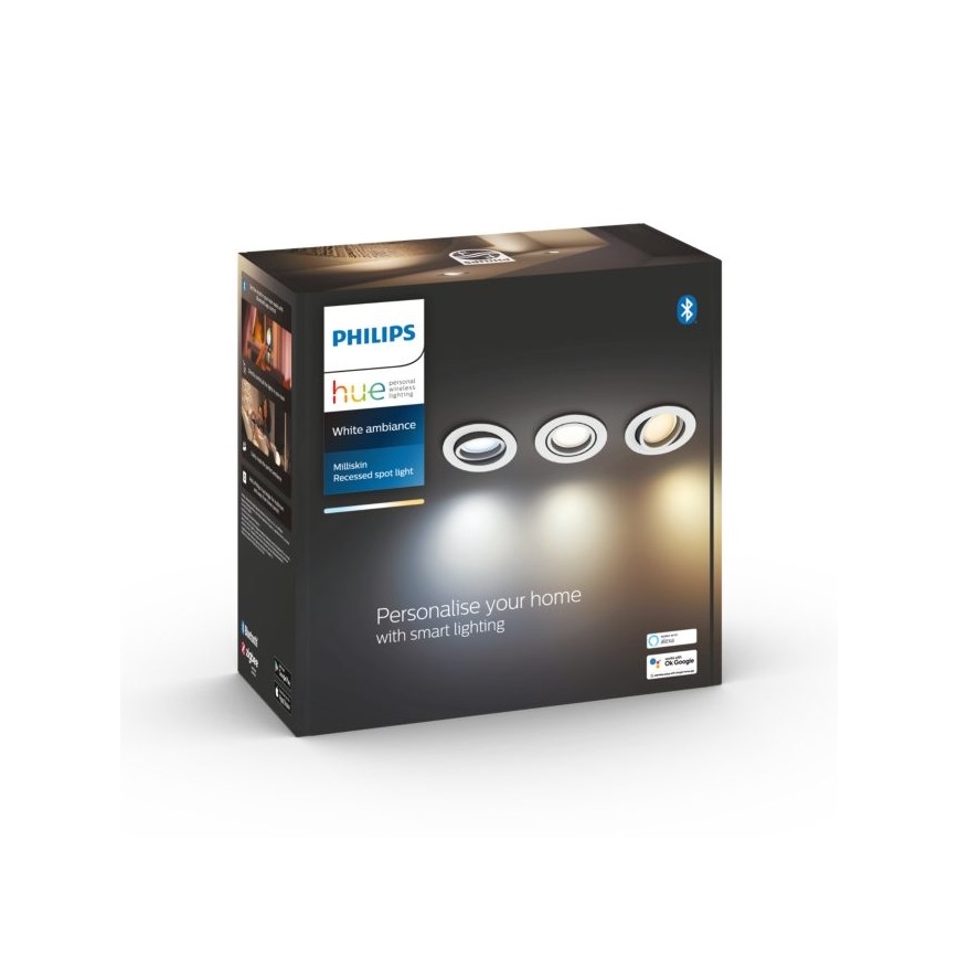 Philips - Набор 3x светодиодных диммируемых встраиваемых RGB-светильника Hue MILLISKIN 1xGU10/5,7W/230V 2200-6500K