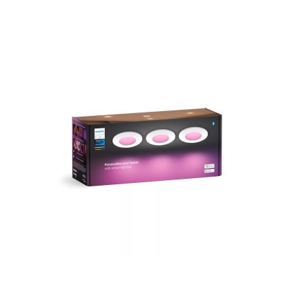 Philips - НАБОР 3x Светодиодный встроенный RGBW-светильник для ванной комнаты с регулированием яркости Hue SLIM LED/8,3W/230V IP44 2000-6500K