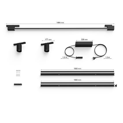 Philips - НАБОР 3х Светодиодный настенный точечный RGB-светильник с регулированием яркости для трековой системы Hue PERIFO LED/39,9W/230V 2000-6500K