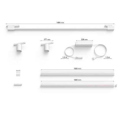 Philips - НАБОР 3x Светодиодный настенный точечный RGB-светильник с регулированием яркости для трековой системы Hue PERIFO LED/39,9W/230V 2000-6500K