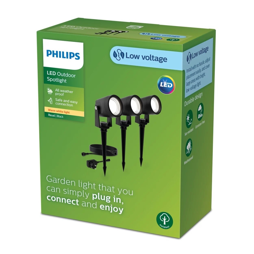 Philips - НАБОР 3x Светодиодный уличный светильник GARDENLINK REUEL LED/1,5W/230V 2700K IP44