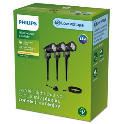 Philips - НАБОР 3x Светодиодный уличный точечный светильник CAPER LED/1,5W/24/230V IP44