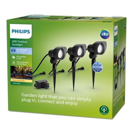 Philips - НАБОР 3x Светодиодный уличный точечный светильник LED/6W/230V 2700K IP44