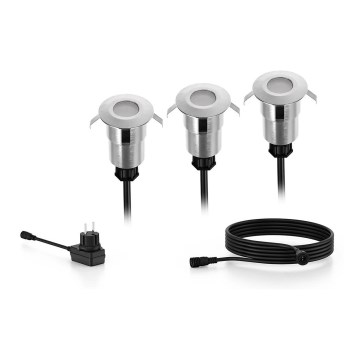 Philips - НАБОР 3x Светодиодный уличный встроенный светильник SPORE LED/1W/24/230V IP67